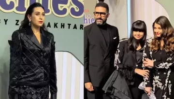 Abhishek Bachchan's Ex-Fiancee, Karisma Kapoor Arrives In Style For His Nephew Agastya's Film Launch