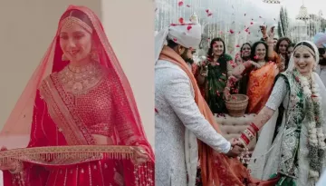 Vrushika Mehta Exchanges 'Varmala' In A Regal Lehenga, Dons A White One For Wedding With Saurabh