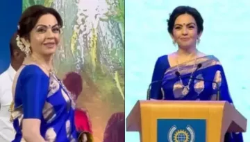 Nita Ambani Dazzles In Royal Blue Saree For Annual Day At Dhirubhai Ambani International School