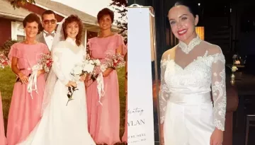 The English Bride Turns Mom's '80s Wedding Outfit Into A Lacy Pant-Suit For Her Pre-Wedding Ceremony