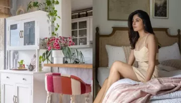 Kritika Kamra's Pastel-Hued Home: Muted 'Ikat' Wallpaper, Pendant Light, Wooden Beds And Much More