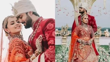 Shrenu Parikh Shares First Wedding Pictures With Akshay Mhatre, Turns 'Gujju' Bride In A Red Lehenga