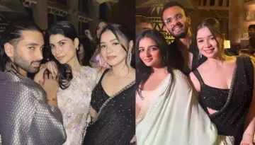 Sara Tendulkar Dazzles In Black Shimmery Saree With A Sleeveless Blouse At Her Reunion With Friends