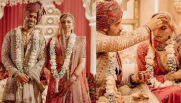 MLA, Bhavya Bishnoi Ties The Knot To IAS Officer, Pari Bishnoi, She Stuns In Embroidered Red Lehenga