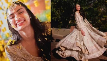 Athiya Shetty Radiated Old World Charm In Vintage 'Anarkali' 'Gotta Patti' Suit On 'Haldi' Ceremony