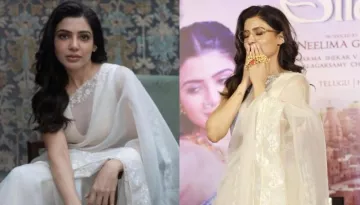 Samantha Ruth Prabhu Wore An Ivory Devnaagri Saree Worth Rs. 48,500 At 'Shaakuntalam' Trailer Launch