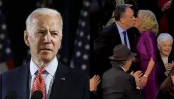 Joe Biden's Wife, Jill Kisses Kamala Harris' Husband, Doug Emhoff, Video Of Their Smooch Goes Viral