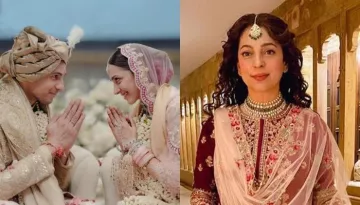 Juhi Chawla Wore A Shyamal-Bhumika 'Sharara' Set And Contrasting 'Dupatta' At Kiara Advani's Wedding