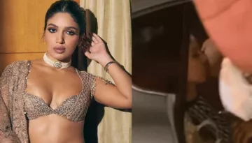 Bhumi Pednekar Dons A Bold Lehenga-'Choli' At Sid-Kiara's Reception, Spotted Kissing A Mystery Man