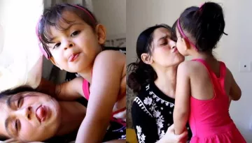 Sanjeeda Shaikh's Daughter, Ayra Decks Up In Pink, The Duo Shares A Cute Lip Kiss On Valentine's Day