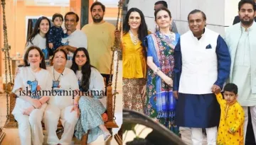 Mukesh Ambani Holds Pota's Hand As They Arrive At Isha's Worli Home, Nita-Shloka Don Gujarati Attire