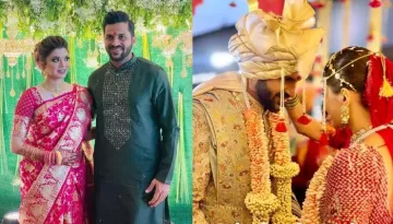 Shardul Thakur Ties The Knot With Fiance, Mittali, His Bride Stuns In An Embellished Red Lehenga
