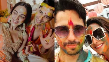 Sidharth Malhotra Plays First Holi With His 'Mrs' Kiara Advani, Twins In White As They Pose Together