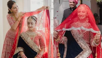 Rubina Dilaik's Sister, Jyotika Turns 'Pahadi' Bride, Dons Red Lehenga With A Unique Blue 'Dupatta'