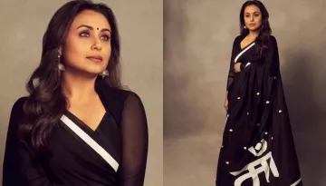 Rani Mukerji Dons Black Chanderi Raw Silk 'Maa' Sportee Saree From House Of Masaba Worth Rs. 17K