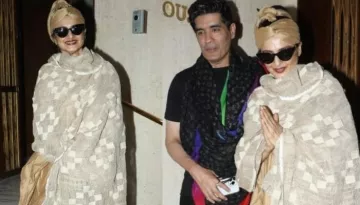 Fashion Icon, Rekha Brings Back Her 90s Head Wrap Look As She Visits Designer, Manish Malhotra
