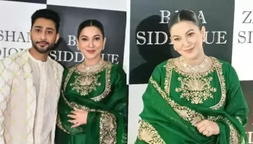 Mom-To-Be, Gauahar Khan Stunningly Hides Her Grown Baby Bump In A Green Embroidered 'Anarkali' Suit