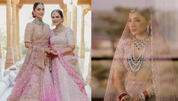 Bride Donned A Similar Look Like Kiara Advani In A Blush-Pink Lehenga With Emerald-Adorned Jewellery