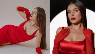 Shehnaaz Gill Breaks The Internet As She Flaunts Her Curves In A Sultry Red Midi Dress Worth Rs. 17k