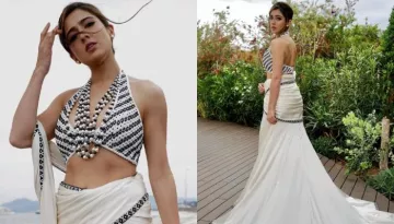 Sara Ali Khan Dons Unique Abu Jani-Sandeep Khosla's Saree-Dress At Cannes, Gives Out Retro Vibes