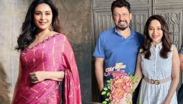 Madhuri Dixit's Hubby Gives Glimpse Of Her Intimate B'day Party, She Cuts A Customised Photos Cake