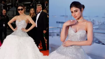 Mouni Roy Stuns In A Strapless White Gown With Plunging Neckline For Her Cannes Red Carpet Debut