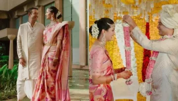 Madhu Mantena Gets Married To Fiance, Ira Trivedi, The Bride Looks Beautiful In A Printed Silk Saree