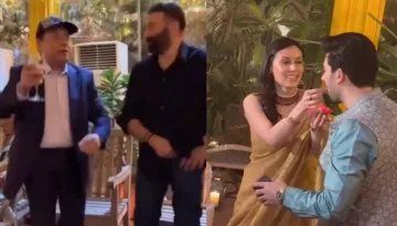 Dharmendra's Grandson, Karan Deol Gets Engaged To Drisha, Bride-To-Be Looks Pretty In Golden Saree