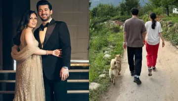 Karan Deol And His Wife, Drisha Acharya Go For An Evening Walk, Their Fur Baby Accompanies Them