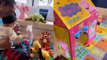 Bipasha Basu's Daughter, Devi Gets A Peppa Pig-Themed Tent House, Plays With Her Cutesy Soft Toys