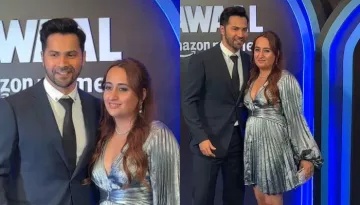 Varun Dhawan Attends Screening Of 'Bawaal' With Wife, Natasha, She Looks Pretty In A Pleated Dress