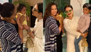 Rekha's Fan Pens 'Mother Is Mothering' As She Pacifies Sameera's Daughter And Holds Son In Her Arms
