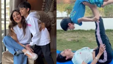 Shilpa Shetty Holds Son, Viaan In The Air With Her Legs Upright, Netizen Pens, 'This Is Pretty Easy'
