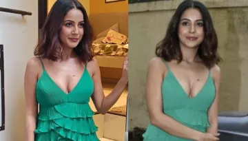 Shehnaaz Gill Looks HAWT As She Slipped Into A Green-Hued Pressed Pleat Mini Dress Worth Rs. 5.8K