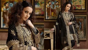 Kangana Ranaut Exudes Bohemian Vibes In A Black 'Zari' Embroidered 'Kurta' Set Worth Rs. 61K
