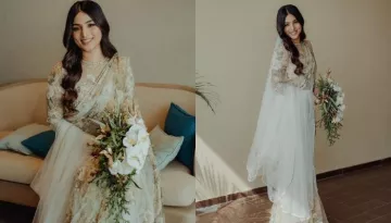 Christian Bride Ditches Gown And Stuns In A Floral Saree From Sabyasachi Mukherjee For White Wedding