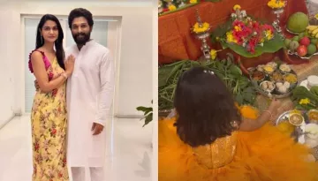 Allu Arjun-Sneha Drop Photos Of Ganesh Puja Preparations, Arha Offers Puja To Her Self-Crafted Idol