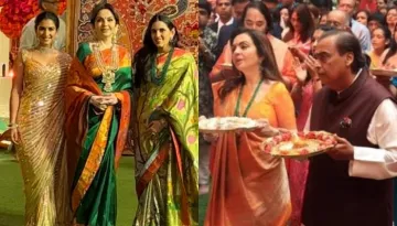 Nita Ambani Poses With Her 'Bahus', Radhika Merchant And Shloka Mehta During Ganesh Chaturthi Bash