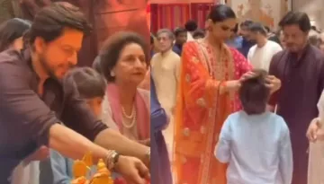 Inside Ambani's Ganpati Puja: From SRK And Nita Ambani's Excited Hug To Deepika Fixing Abram's Hair
