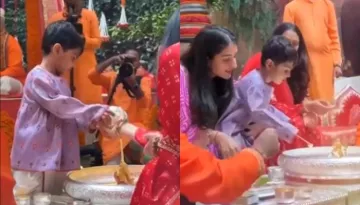 Shloka Mehta Performs Ganpati Puja At Antilia With Radhika Merchant, Her Son, Prithvi Helps Them
