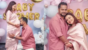 Devoleena Bhattacharjee Dons A Pink Mekhala For Her Baby Shower, Shanawaz Cutely Kisses Her Bump