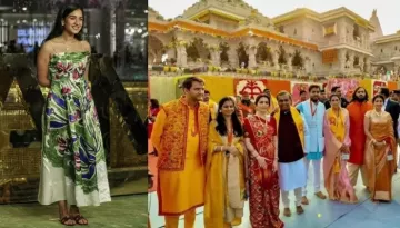 Radhika Merchant Wore Golden-Hued Saree With Slip-On Sandals Worth Rs. 55K When She Graced Ayodhya