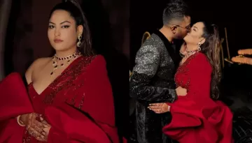 Sakshi Sindwani Slips Into A Dramatic Gown For Pyjama Night, Flaunts 'Chooda' During Lip-Lock Moment