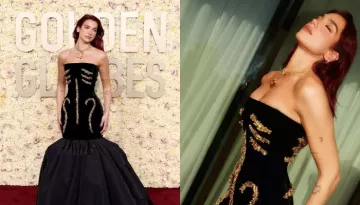 Dua Lipa Stuns In Schiaparelli Gown And A 1962 Diamond Necklace Of Rs. 1.5 Crores At Golden Globes