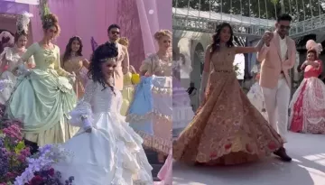 Bride Stuns In A Peach-Hued Floral Embellished Gown At Her 'Bridgerton'-Themed Pre-Wedding Brunch