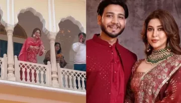 Sonarika Bhadoria Dances And Showers Vikas With Rose Petals While Welcoming Him Ahead Of Wedding
