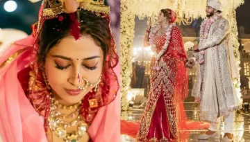 Sonarika Bhadoria A.K.A. 'Parvati' Of 'Devon Ke Dev Mahadev' Wore A Red Fish-Cut Lehenga For Wedding