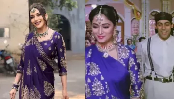 Madhuri Dixit Recreated Her Iconic Look From 'Hum Aapke Hain Koun' In A Purple Saree, Netizens React