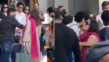 Kareena Kapoor Jets Off To Jamnagar With Saif Ali Khan And Kids, Gets A Kiss From Stepson, Ibrahim