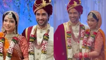 Karan Sharma Gets Married To 'Diya Aur Baati' Fame, Pooja Singh, Bride Wears Orange-Toned Lehenga